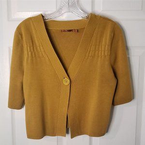 Belldini Cardigan, Size Large, Short Sleeve, Dark Yellow